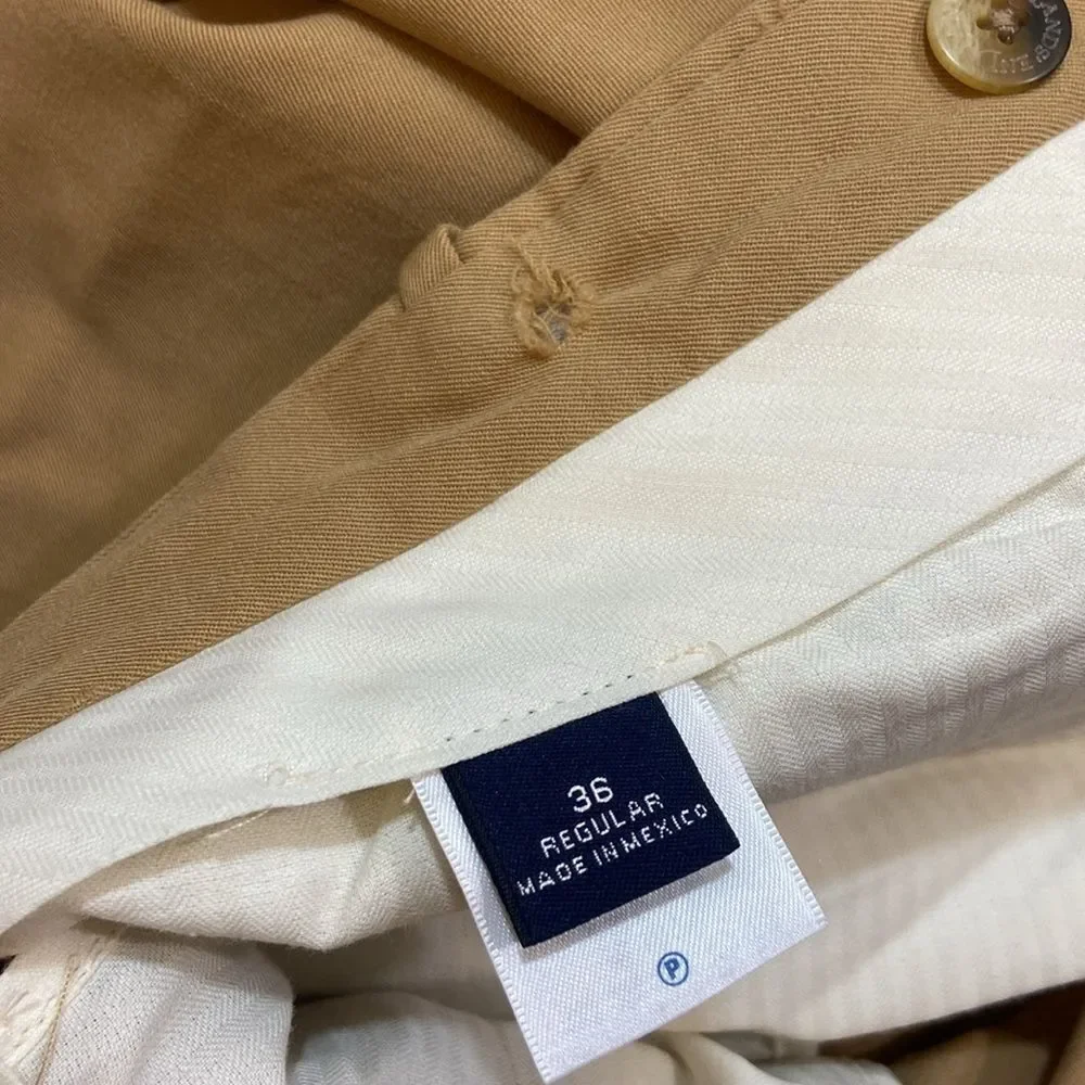 VTG,Elite Iandes End Men's Tan Pants Size 36 R Made In Mexico 💯 Wool Dry Clean